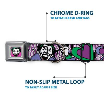 Show full view: Buckle-Down DC Comics Joker Face Logo Spades Dog Collar, Medium: 16 to 23-in neck, 1.5-in wide slide 6 of 9