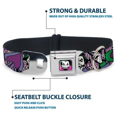Show full view: Buckle-Down DC Comics Joker Face Logo Spades Dog Collar, Medium: 16 to 23-in neck, 1.5-in wide slide 5 of 9