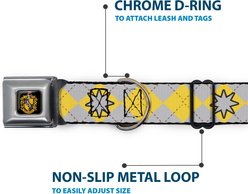 Buckle-Down Warner Bros. Harry Potter Hufflepuff Stars Argyle Plaid Dog Collar, Medium: 11 to 16.5-in neck, 1-in wide slide 2 of 8