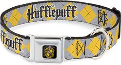Buckle-Down Warner Bros. Harry Potter Hufflepuff Stars Argyle Plaid Dog Collar, Large: 15 to 24-in neck, 1-in wide