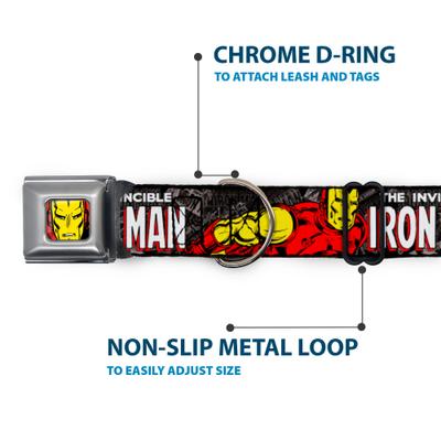 Show full view: Buckle-Down Marvel Comics The Invincible Iron Man Dog Collar, Small: 9.5 to 13-in neck, 1-in wide slide 5 of 8