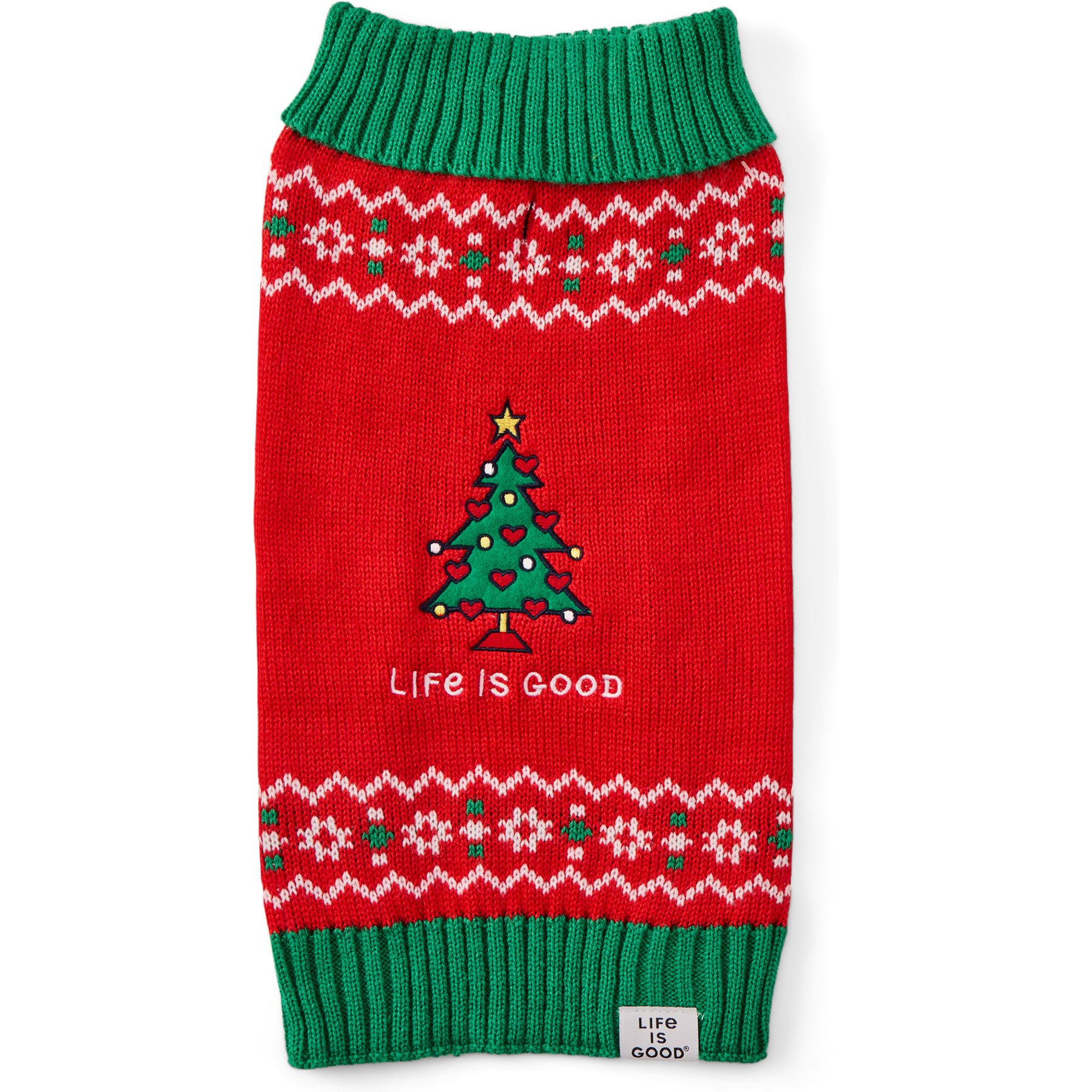LIFE IS GOOD Love Christmas Dog Sweater, Large