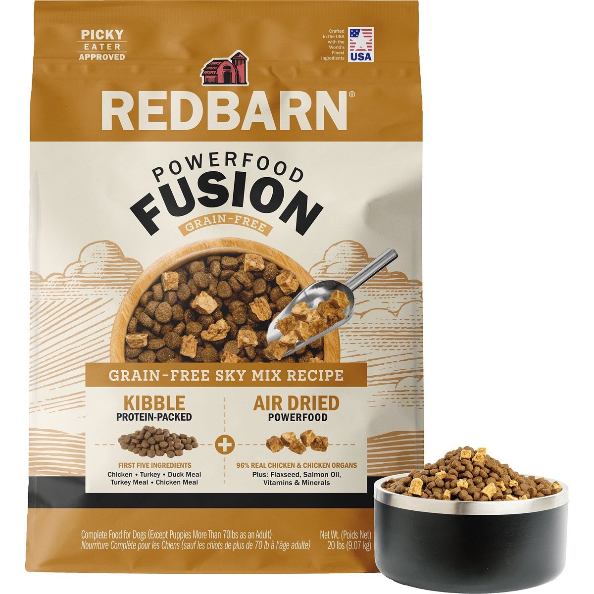 Redbarn Powerfood Fusion Air Dried Grain-Free Sky Chicken & Turkey Recipe Kibble Blend Dry Dog Food, 20-lb bag