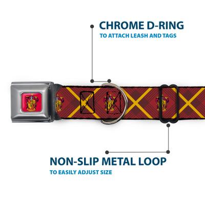 Show full view: Buckle-Down The Wizarding World of Harry Potter Gryffindor Crest Plaid Dog Collar, Large: 20 to 31-in neck, 1.5-in wide slide 6 of 9