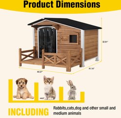 Aivituvin Metal Frame Wood Outdoor Dog House, Medium, Dark Brown slide 2 of 7