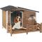 Show in main carousel: Aivituvin Metal Frame Wood Outdoor Dog House, Medium, Dark Brown slide 1 of 8