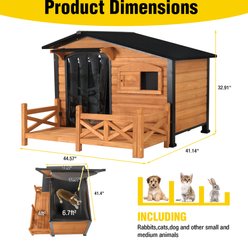 Aivituvin Metal Frame Wood Outdoor Dog House, Medium, Brown slide 2 of 8
