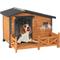 Show in main carousel: Aivituvin Metal Frame Wood Outdoor Dog House, Medium, Brown slide 1 of 9