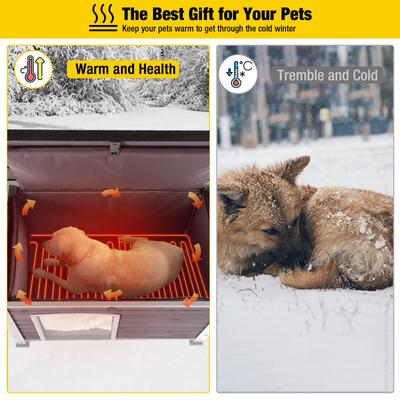 Show full view: Aivituvin AIR43-M-HP Metal Frame Wood Outdoor Heated Dog House, Gray, Large slide 4 of 7