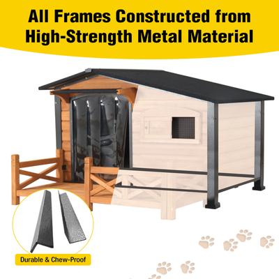 Show full view: Aivituvin AIR7024-IN-HP Metal Frame Wood Outdoor Heated Dog House, Brown, Medium slide 4 of 10