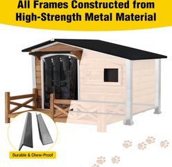 Aivituvin AIR7024-B-IN-HP Metal Frame Wood Outdoor Heated Dog House, Brown, Medium slide 2 of 8