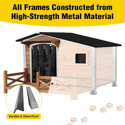 Show full view: Aivituvin AIR7024-B-IN-HP Metal Frame Wood Outdoor Heated Dog House, Brown, Medium slide 7 of 8