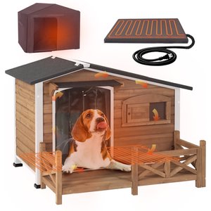 AIVITUVIN AIR7024-IN-HP Metal Frame Wood Outdoor Heated Dog House