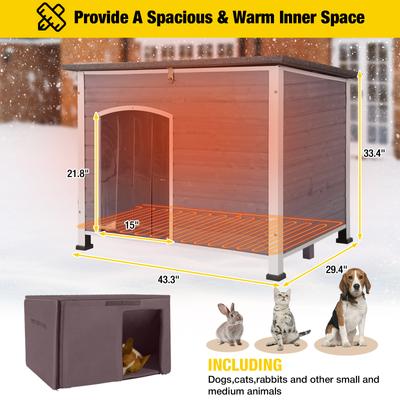 Show full view: Aivituvin AIR43-M-HP Metal Frame Wood Outdoor Heated Dog House, Gray, Large slide 7 of 7