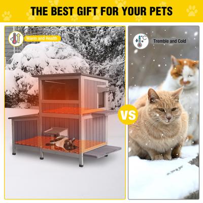 Show full view: Aivituvin Winter-Proof Feral Insulation Liner Wood Outdoor Heated Cat House, Gray, Medium slide 5 of 7