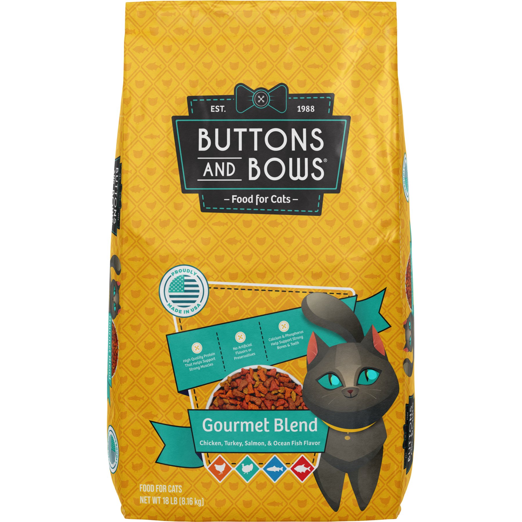 Buttons & Bows Gourmet Blend High-Protein Dry Cat Food, 18-lb bag