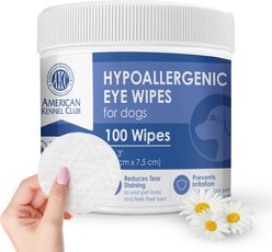 American Kennel Club Hypoallergenic Unscented Dog & Cat Tear Stain Remover Grooming Wipes, 100 count