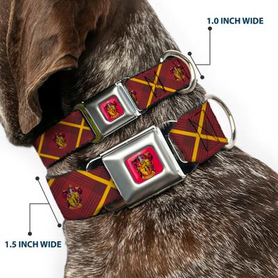 Show full view: Buckle-Down The Wizarding World of Harry Potter Gryffindor Crest Plaid Dog Collar, Large: 20 to 31-in neck, 1.5-in wide slide 3 of 9