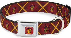 Buckle-Down The Wizarding World of Harry Potter Gryffindor Crest Plaid Dog Collar, Large: 15 to 24-in neck, 1-in wide
