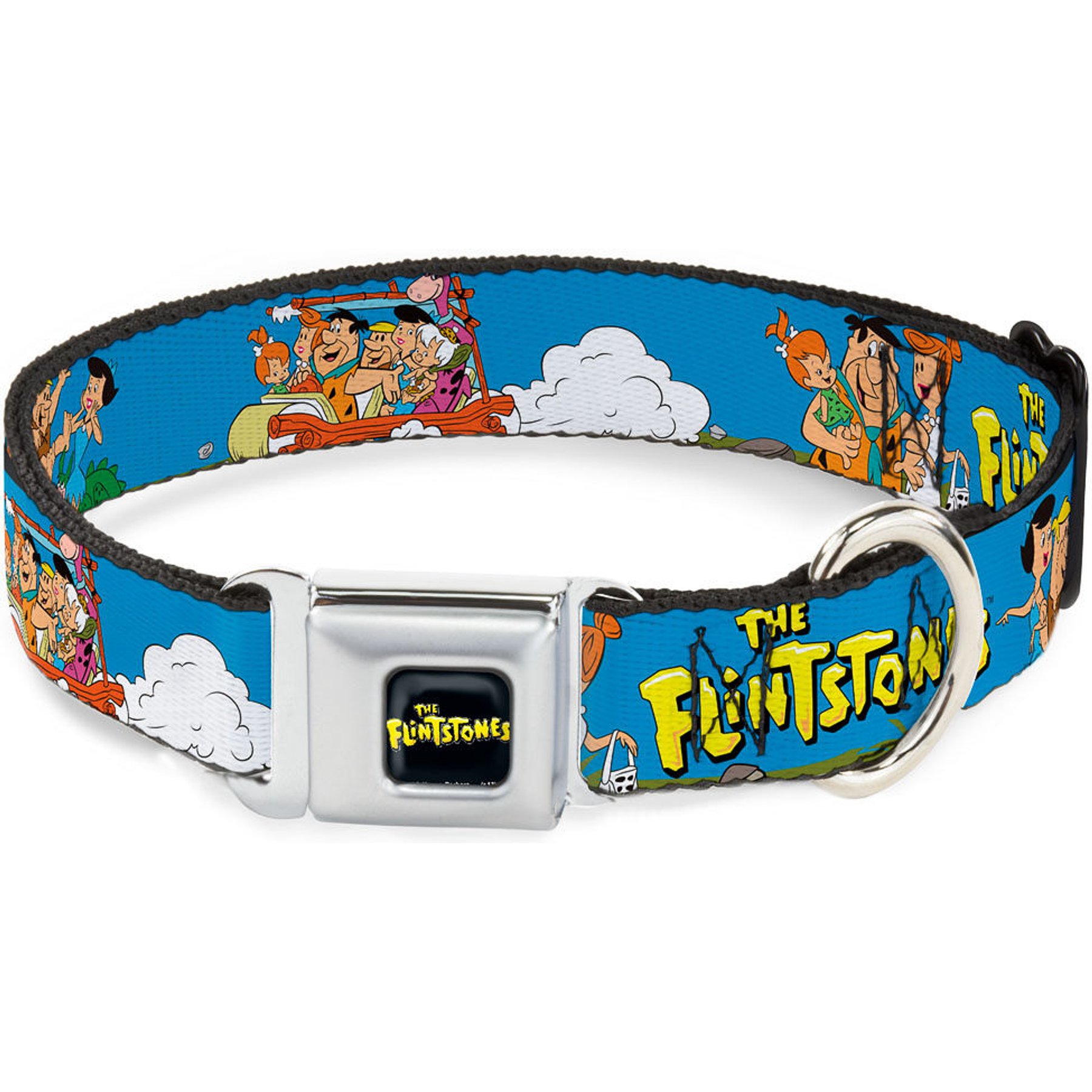 Buckle-Down The Flintstones & Rubbles Group Pose Dog Collar, Medium: 16 to 23-in neck, 1.5-in wide