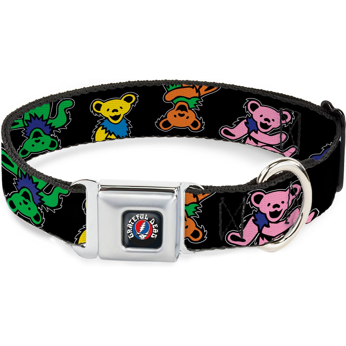 Buckle-Down Grateful Dead Dancing Bears Close Up Dog Collar, Medium: 16 to 23-in neck, 1.5-in wide