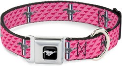 Buckle-Down Ford Mustang Bars Text Dog Collar, Large: 15 to 24-in neck, 1-in wide