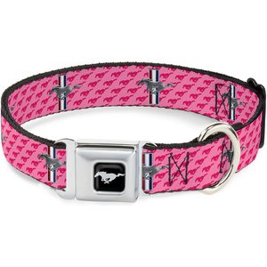 Buckle-Down Ford Mustang Bars Text Dog Collar, Large: 15 to 24-in neck, 1-in wide