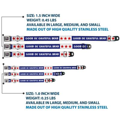 Show full view: Buckle-Down Grateful Dead Good Ol Grateful Dead Text & Stars Dog Collar, Small: 9.5 to 13-in neck, 1-in wide slide 4 of 9