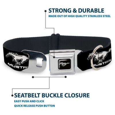 Show full view: Buckle-Down Ford Mustang Logo Dog Collar, Medium: 11 to 16.5-in neck, 1-in wide slide 5 of 9