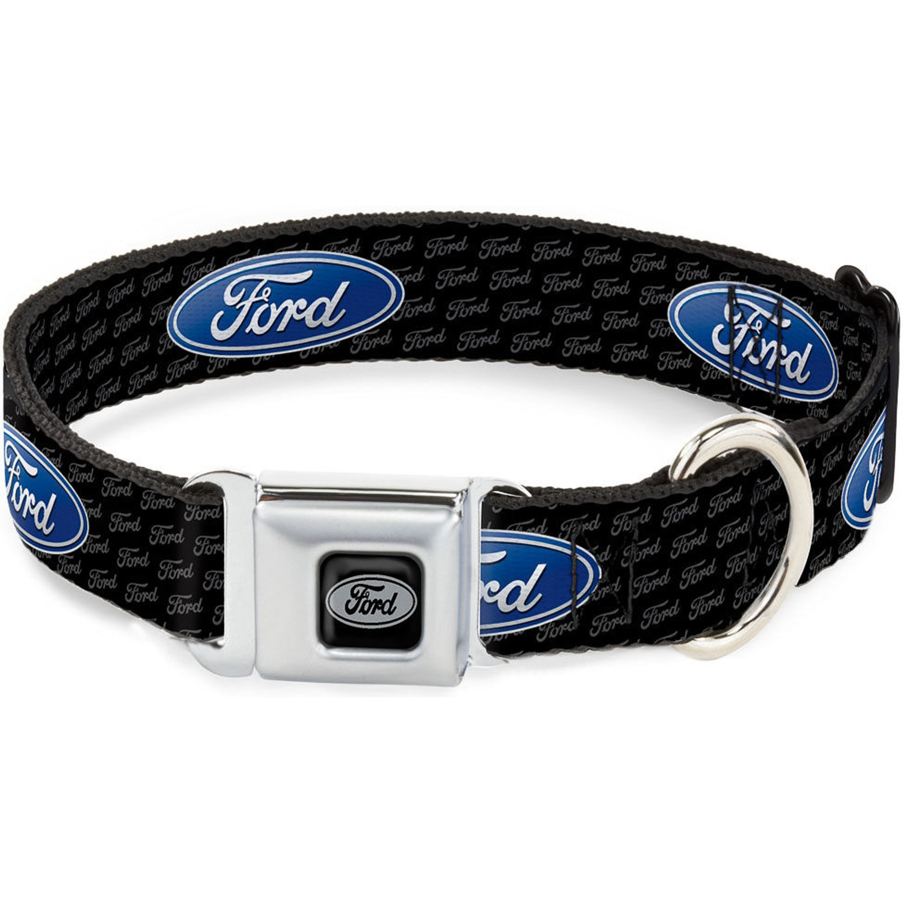 Buckle-Down Ford Oval Text Dog Collar, Large: 15 to 24-in neck, 1-in wide