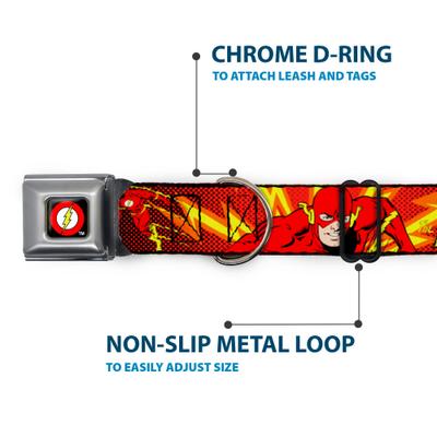 Show full view: Buckle-Down DC Comics The Flash Boom Kaboom Dog Collar, Large: 15 to 24-in neck, 1-in wide slide 5 of 8