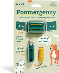 Woof Poomergency Starter Pack Dog Poop Bag Holder for Collar with 3 Emergency Refills, Green slide 1 of 6