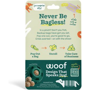 Woof Poomergency Starter Pack Dog Poop Bag Holder for Collar with 3 Emergency Refills, Lavender