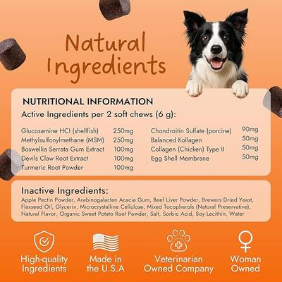 Show full view: Pet Vet Products Glucosamine Beef Flavored Chews Hip & Joint Supplement for Dogs, 60 count slide 7 of 7