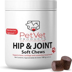 Pet Vet Products Glucosamine Beef Flavored Chews Hip & Joint Supplement for Dogs, 60 count