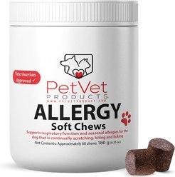 Pet Vet Products Beef Flavored Chews Allergy Relief Supplement for Dogs, 60 count
