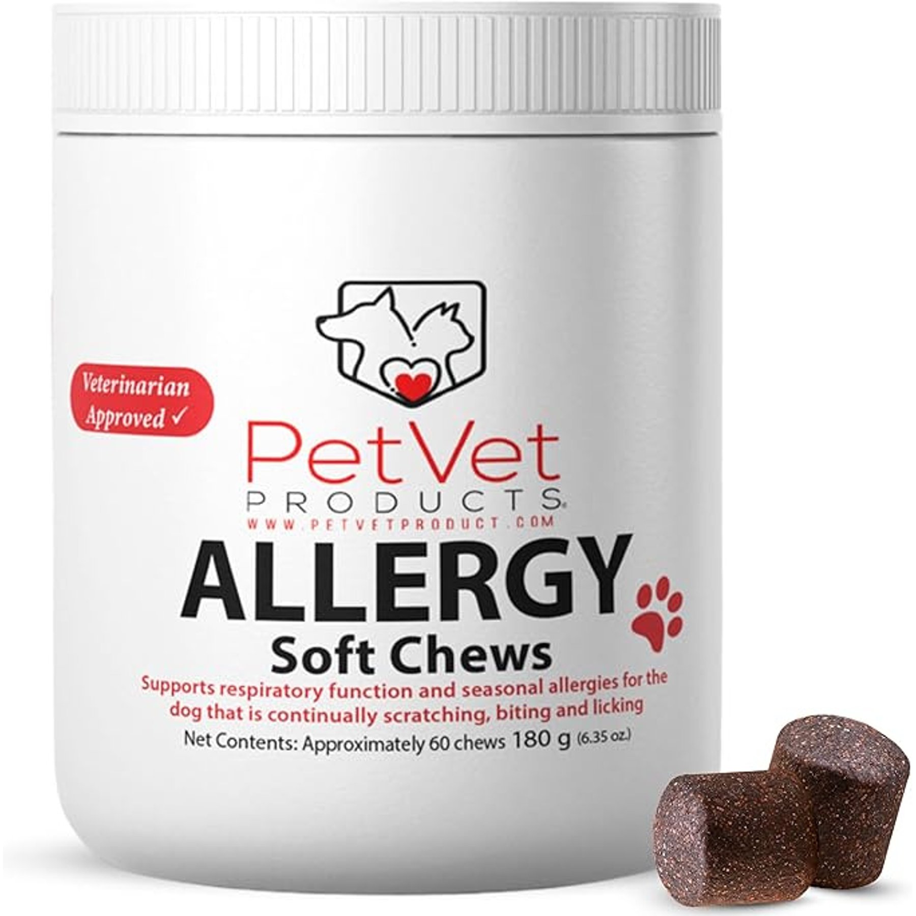 Pet Vet Products Beef Flavored Chews Allergy Relief Supplement for Dogs, 60 count