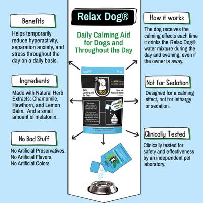Show full view: Relax Dog Daily Calming Aid for Large Size Dogs, 30 count, 7.1-fl oz pouch slide 4 of 10