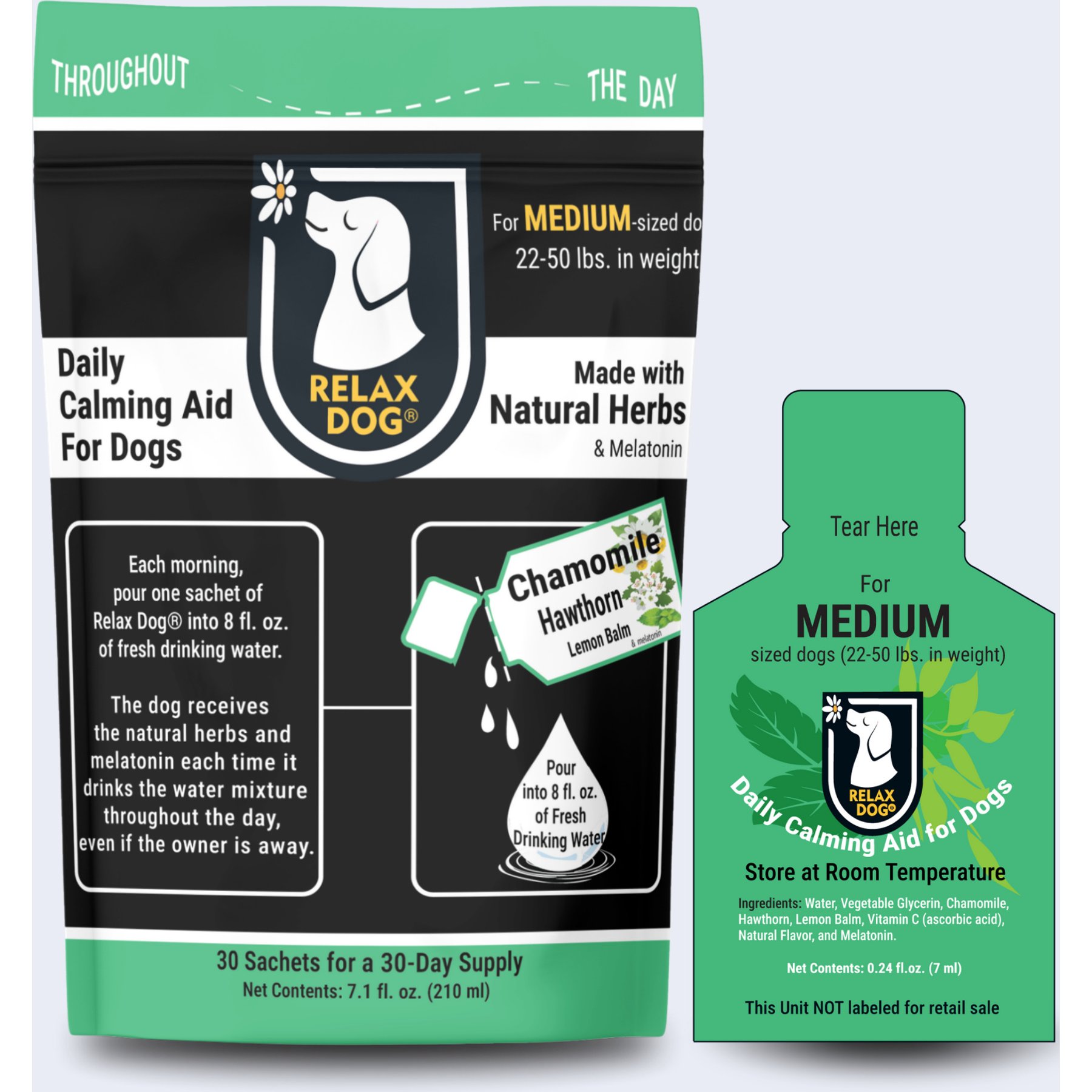 Relax Dog Daily Calming Aid for Medium Size Dogs, 0.24-fl oz pouch, 30 count