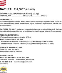 Med-Vet Pharmaceuticals (MVP) Natural E 5000 Pellets Horse Supplement, 3-lb slide 2 of 6