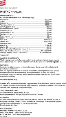 Show full view: Med-Vet Pharmaceuticals (MVP) In-Sync 4 Pellets Horse Muscular Supplement, 4-lb slide 2 of 6
