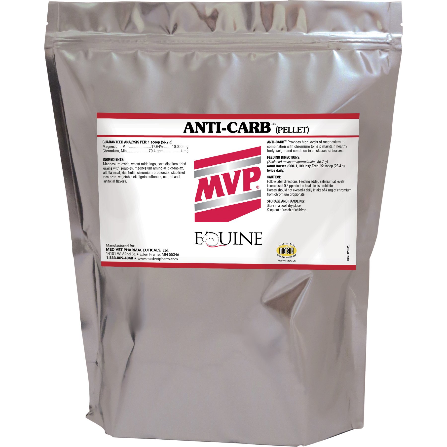 Med-Vet Pharmaceuticals (MVP) Anti-Carb Pellet Horse Weight Management Supplement, 10-lb