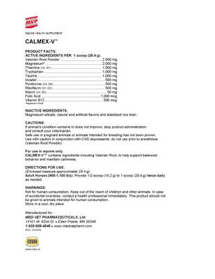 Show full view: Med-Vet Pharmaceuticals (MVP) Calmex-V Powder Horse Calming Supplement, 5-lb slide 2 of 6