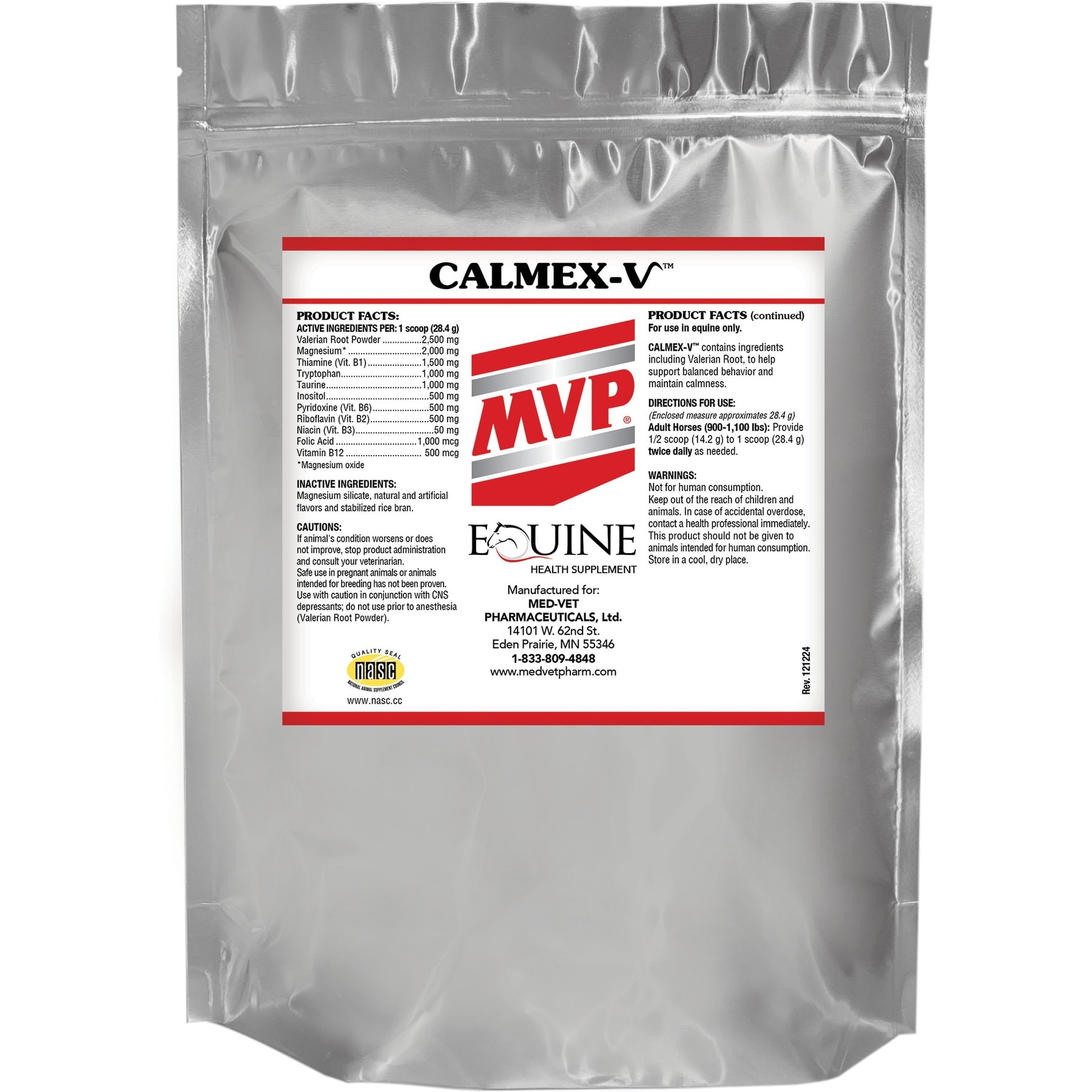 Med-Vet Pharmaceuticals (MVP) Calmex-V Powder Horse Calming Supplement, 2-lb