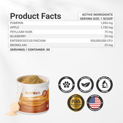 Show full view: Wuffwell Pumpkin Digestive Aid Supplement Powder, 2-oz slide 3 of 11