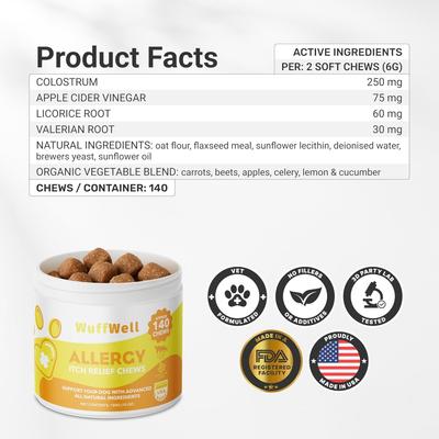 Show full view: Wuffwell Allergy Supplement Chews for Dogs, 140 count slide 3 of 11