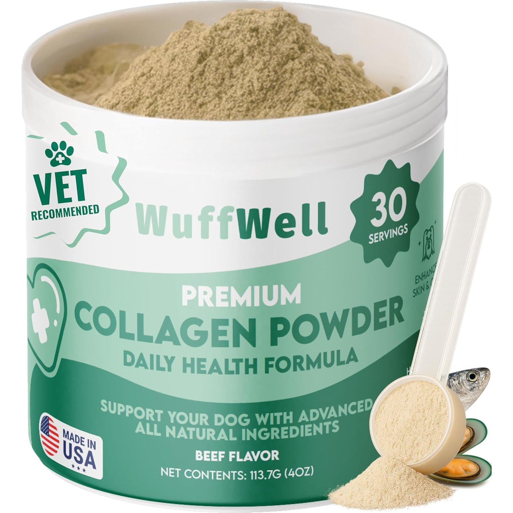 Wuffwell Skin & Coat Supplement Collagen Powder, 2-oz