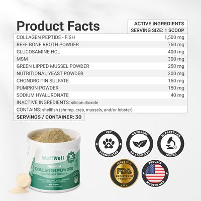 Show full view: Wuffwell Skin & Coat Supplement Collagen Powder, 2-oz slide 3 of 11