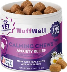 Wuffwell Calming Supplement Chews for Dogs, 140 count