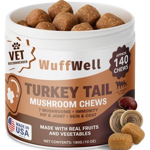 Wuffwell Mighty Mushroom Supplement Chews for Dogs, 140 count